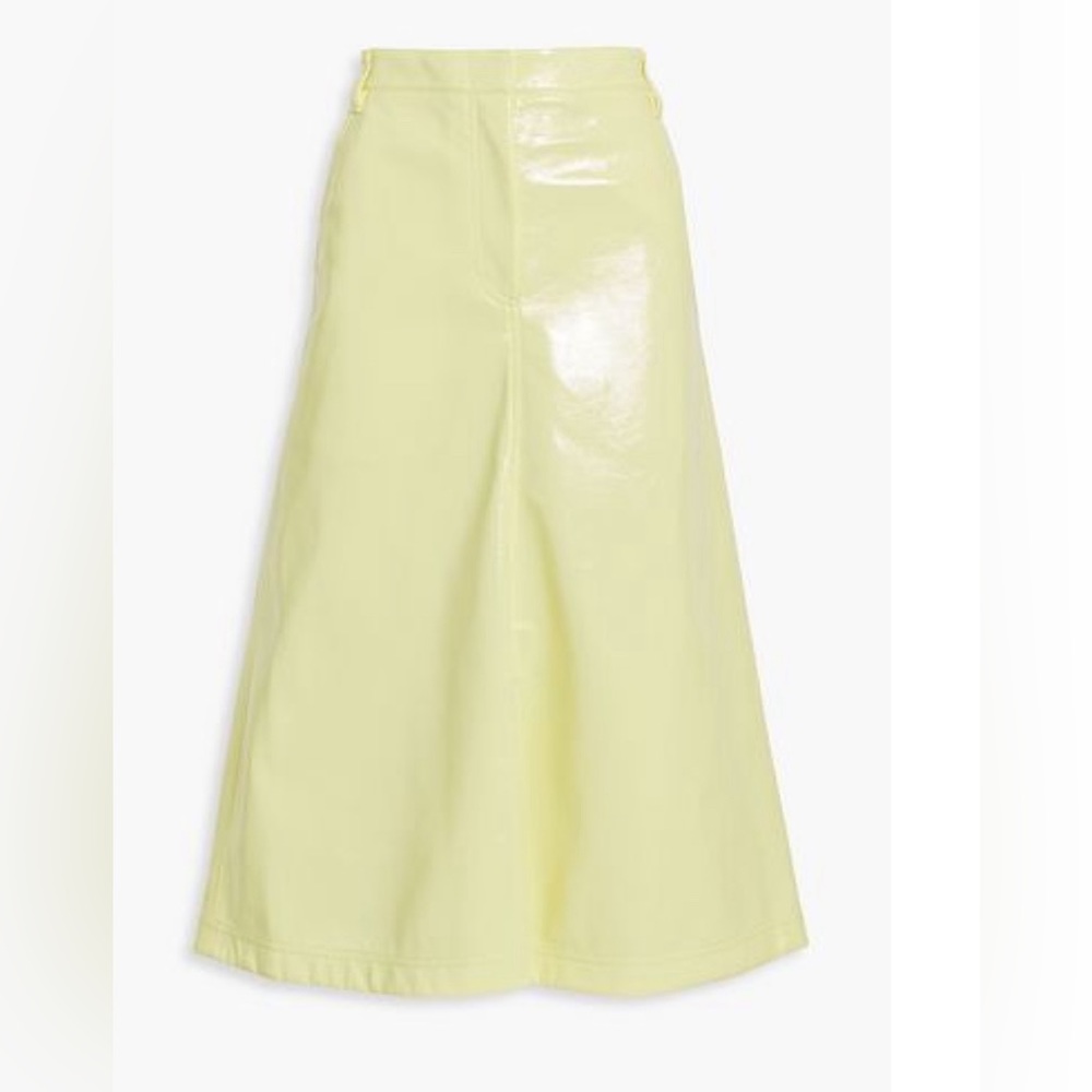 Tibi Faux patent leather midi skirt